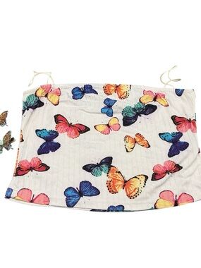 Faded Rose Butterfly Print Tube Top Bundle